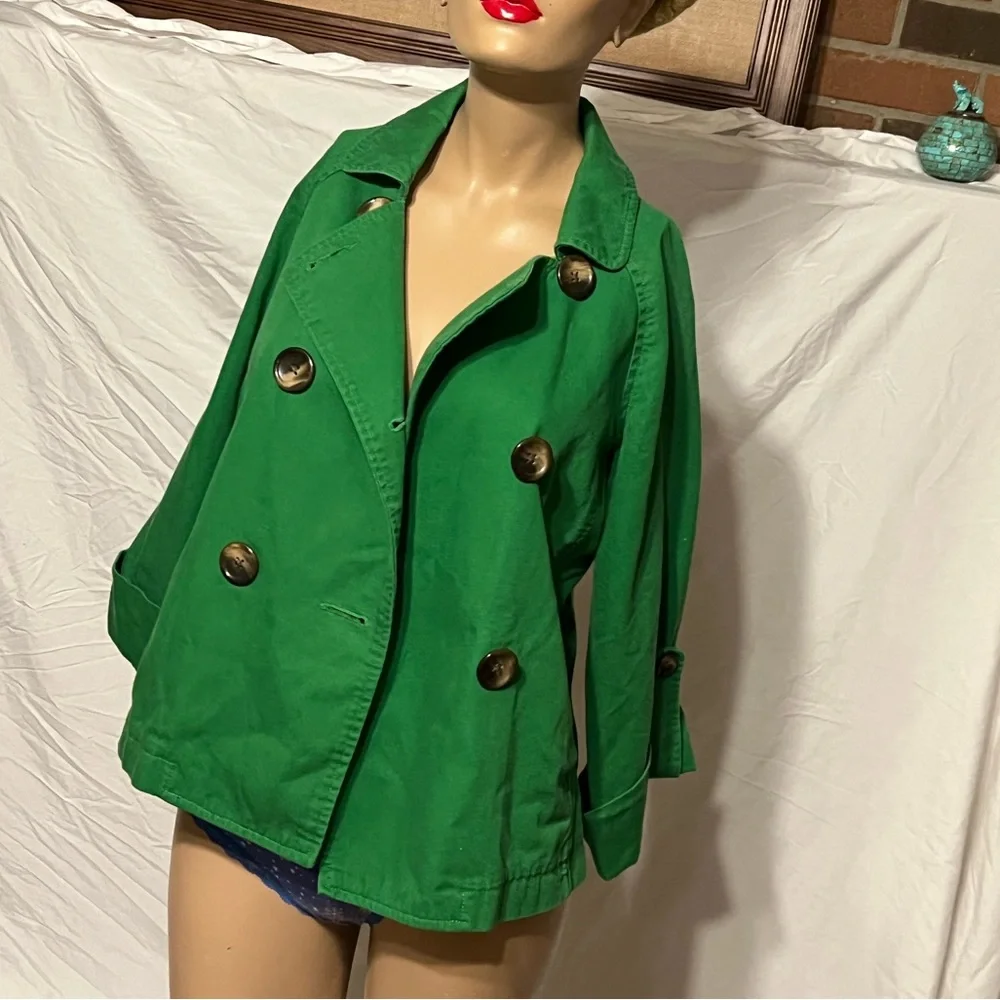 S Kelly Green Old Navy Large Button Canvas Pea Coat Jacket - Picture 4 of 13